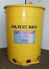 solvent rag container waiting for recycling